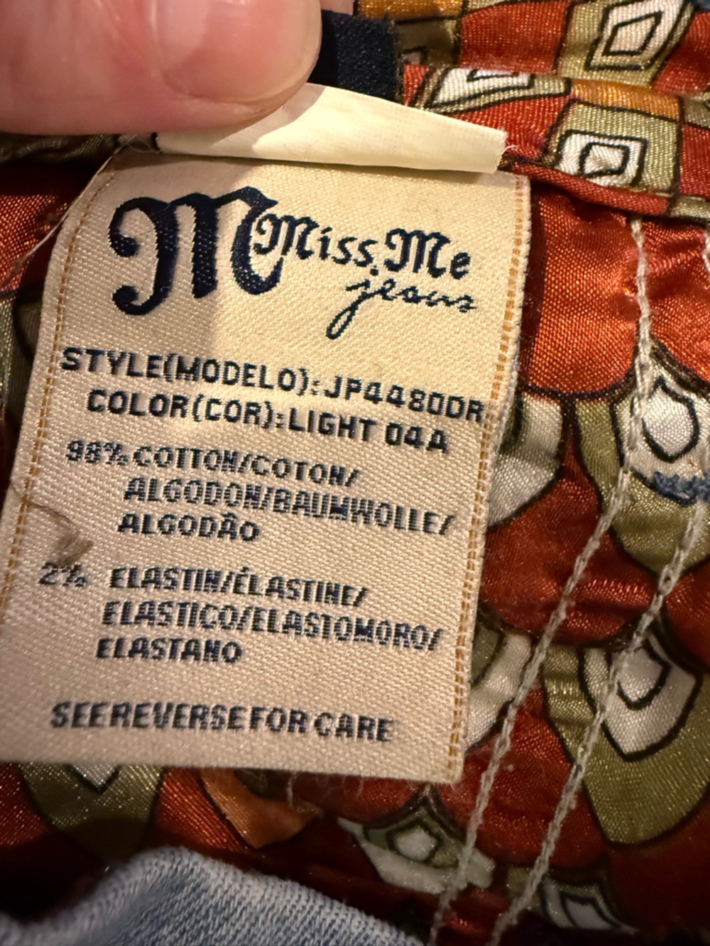 Miss Me Distressed Flare Jeans Light Wash Boho Pocket Detail Size 30 - Picture 11 of 12